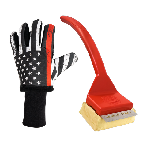 Grilling Pack: 1 Grill Brush w/ Scraper + 1 Rescue Gloves